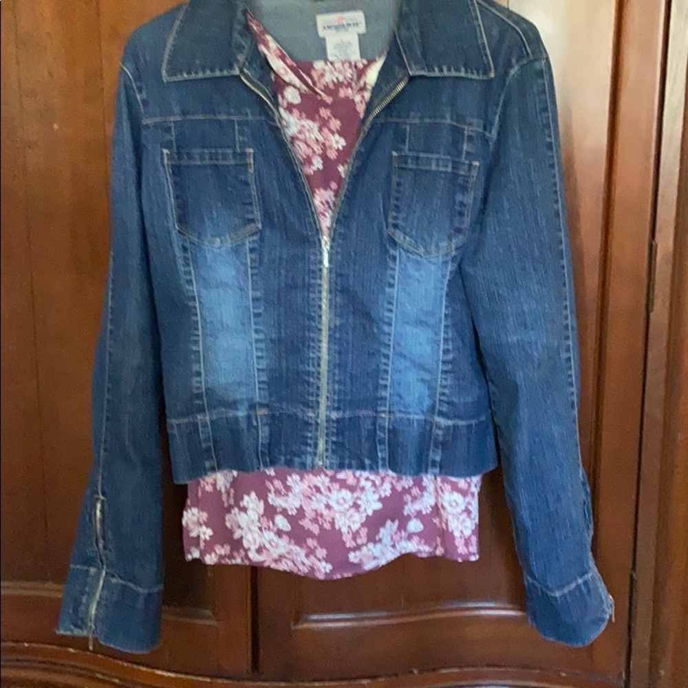 Anchor Blue Denim front zipper jacket.